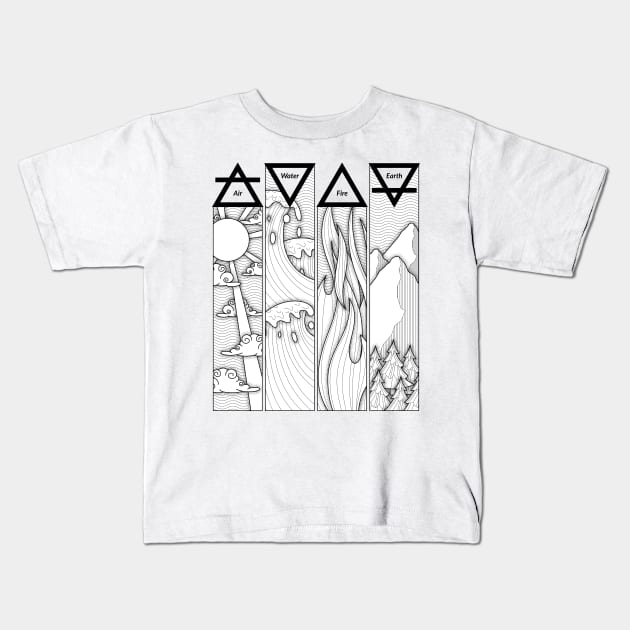 Air Fire Water Earth Four Elements Greek Triangle Symbols Kids T-Shirt by teeleoshirts